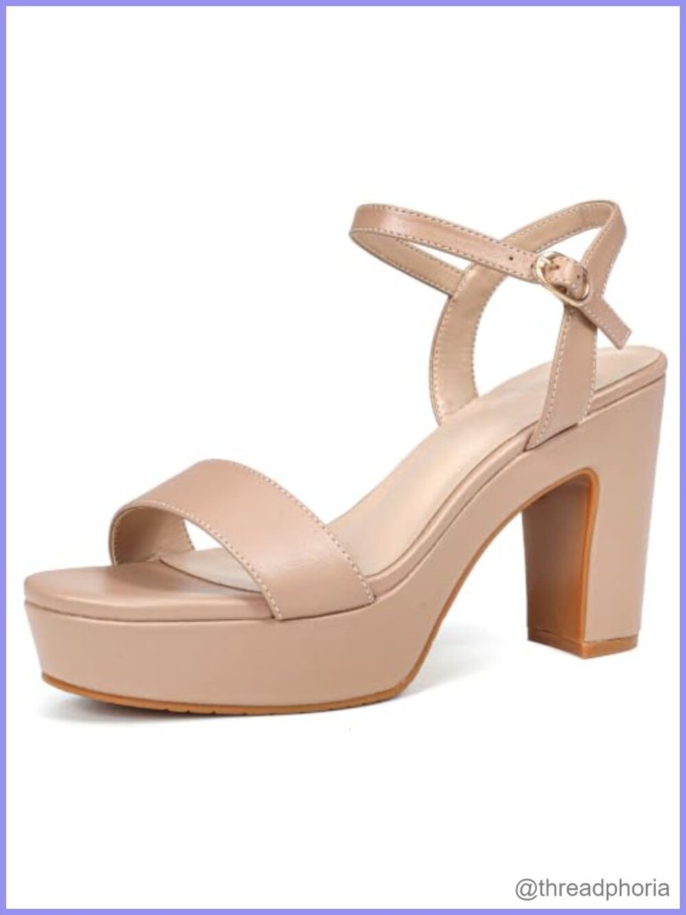 Platform Block Heeled Sandals Open Toe Ankle Strap Buckle